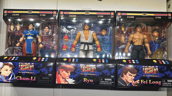 SET OF 3 Ultra Street Fighter II Chun-Li, Ryu & Fei Long 6" AF by Jada Toys