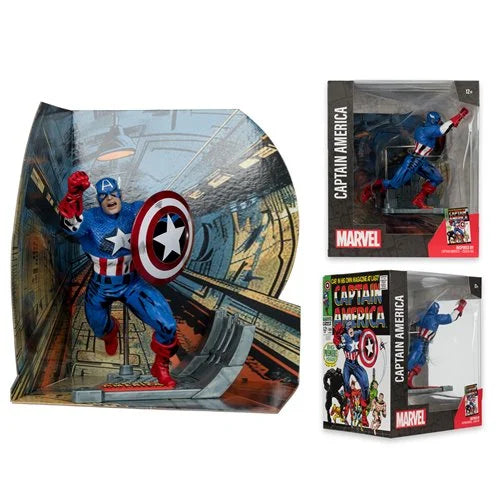 Marvel Wave 2 Captain America Captain America #100 1:10 Scale Posed Figure with Scene BY MCFARLANE TOYS