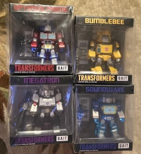 SDCC Excl. BAIT TRANSFORMERS Set of 4 Figs. Prime Megatron Soundwave Bumble Bee